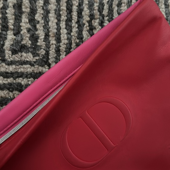 DIOR Valentine’s CD Red & Pink 
Vegan Leather Two-Tone Pouch - Picture 4 of 5